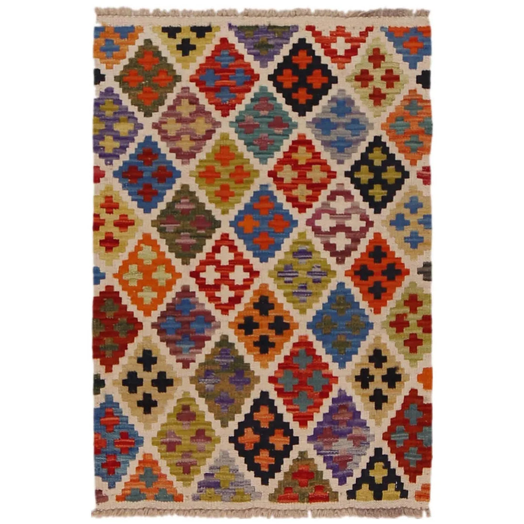 Afghan Kilim Rug 2' 0" x 3' 0" Flat-Weave | No. AL23967