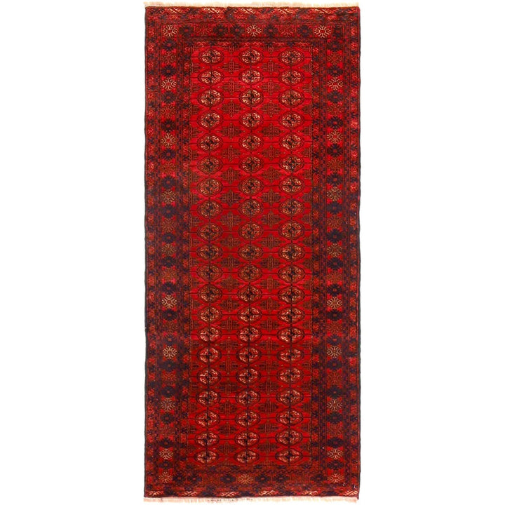 Red Afghan Bokhara Rug 2' 7" x 6' 0" Hand-Knotted | No. AL23996