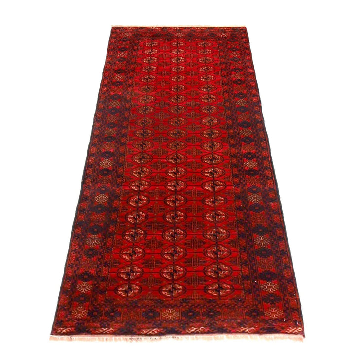 Red Afghan Bokhara Rug 2' 7" x 6' 0" Hand-Knotted | No. AL23996