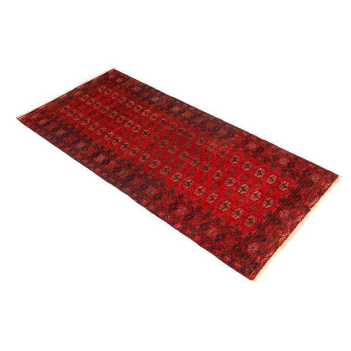 Red Afghan Bokhara Rug 2' 7" x 6' 0" Hand-Knotted | No. AL23996