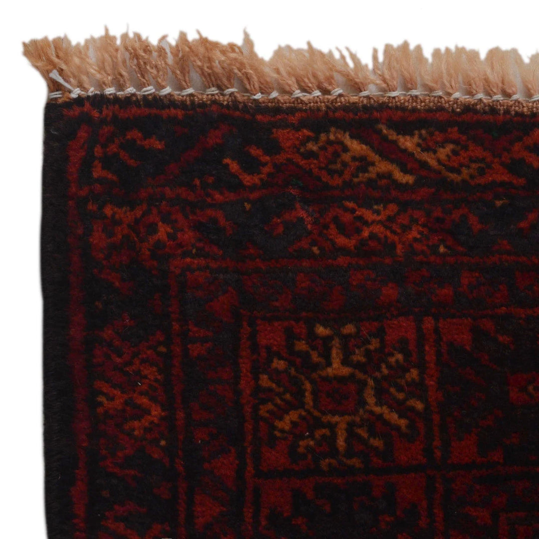 Red Afghan Bokhara Rug 2' 7" x 6' 0" Hand-Knotted | No. AL23996