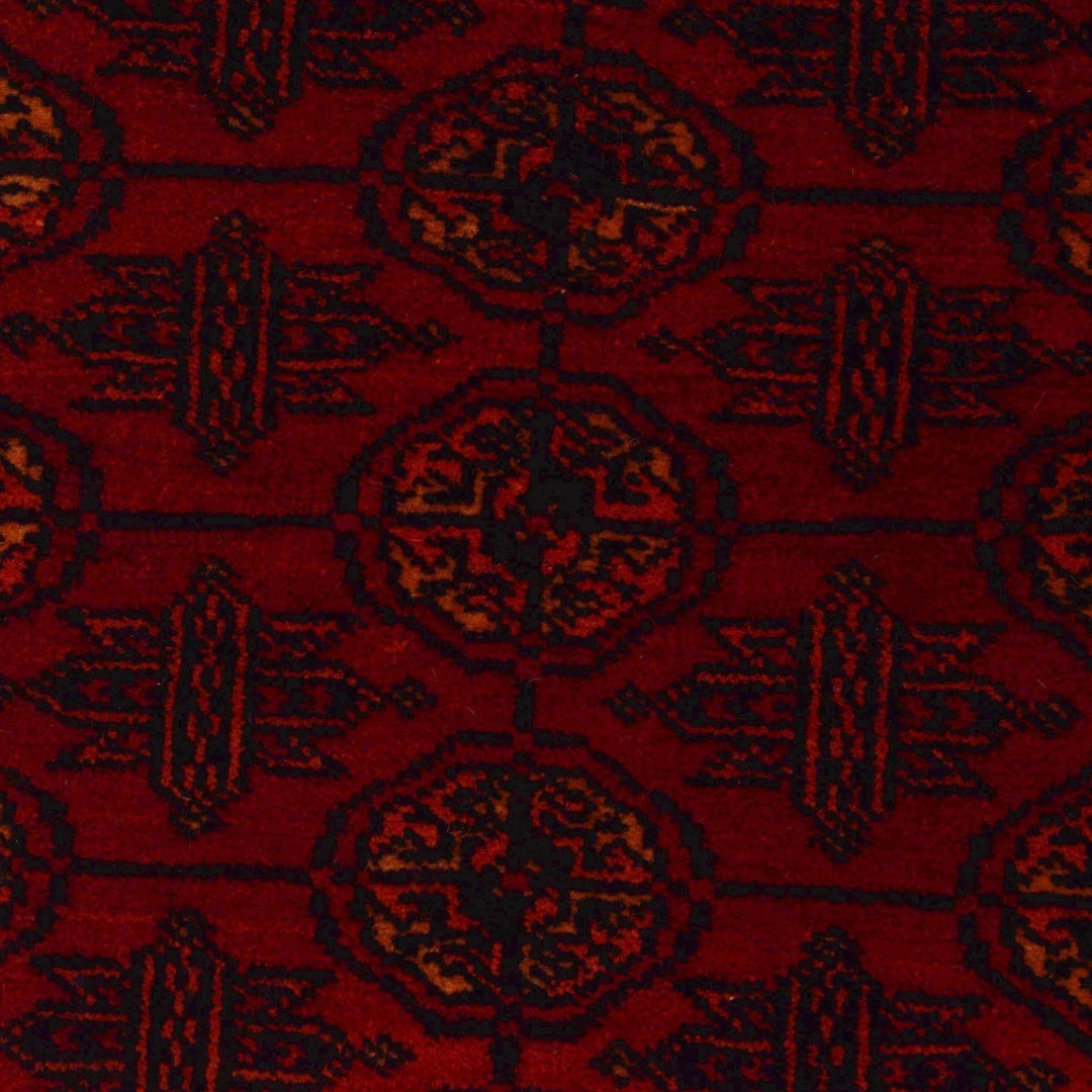 Red Afghan Bokhara Rug 2' 7" x 6' 0" Hand-Knotted | No. AL23996