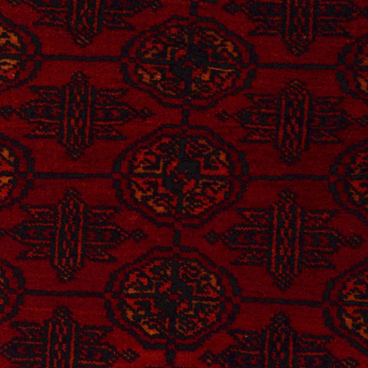 Red Afghan Bokhara Rug 2' 7" x 6' 0" Hand-Knotted | No. AL23996