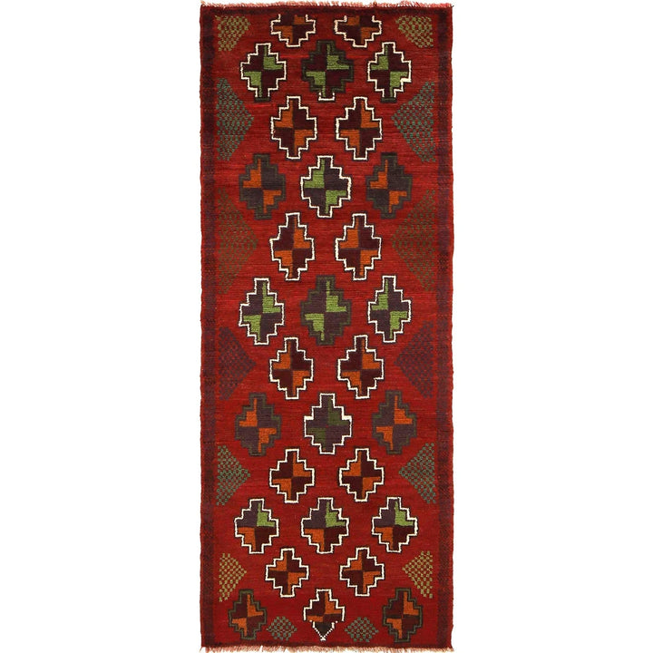 Red Afghan Baluchi Rug 2' 3" x 6' 0" Hand-Knotted | No. AL24026