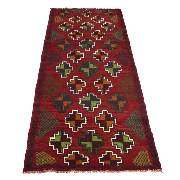 Red Afghan Baluchi Rug 2' 3" x 6' 0" Hand-Knotted | No. AL24026