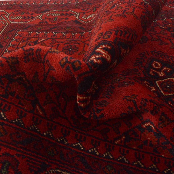 Red Afghan Khal Mohammadi Rug 3' 3" x 4' 9" Hand-Knotted | No. AL24030