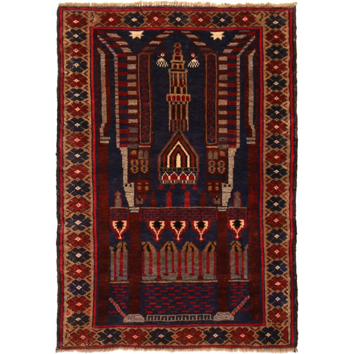 Afghan Prayer Rug 2' 9" x 4' 1" Hand-Knotted | No. AL24082