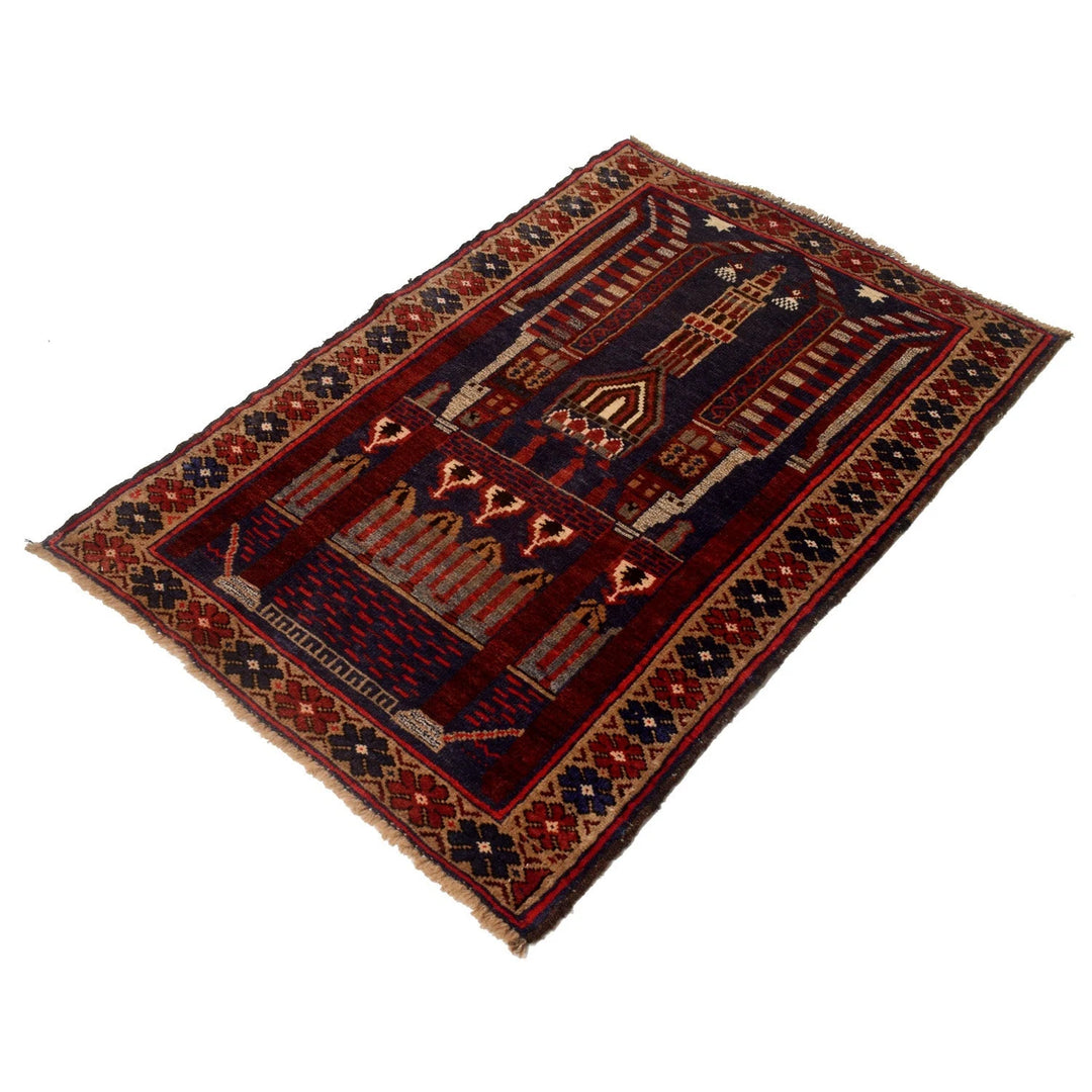 Afghan Prayer Rug 2' 9" x 4' 1" Hand-Knotted | No. AL24082