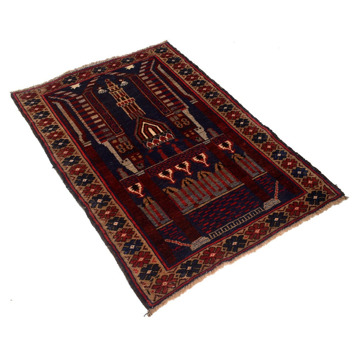 Afghan Prayer Rug 2' 9" x 4' 1" Hand-Knotted | No. AL24082