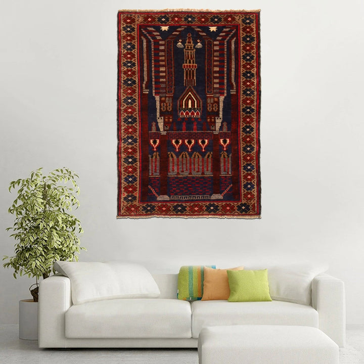 Afghan Prayer Rug 2' 9" x 4' 1" Hand-Knotted | No. AL24082