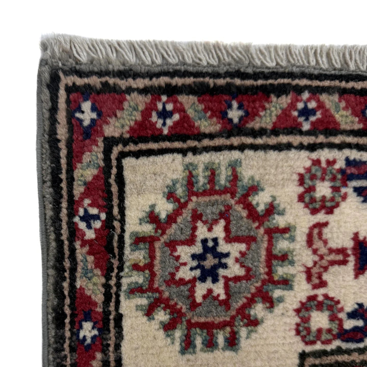 Gray Afghan Kazak Rug 2'7" x 4'4" Hand-Knotted | No. AL24099