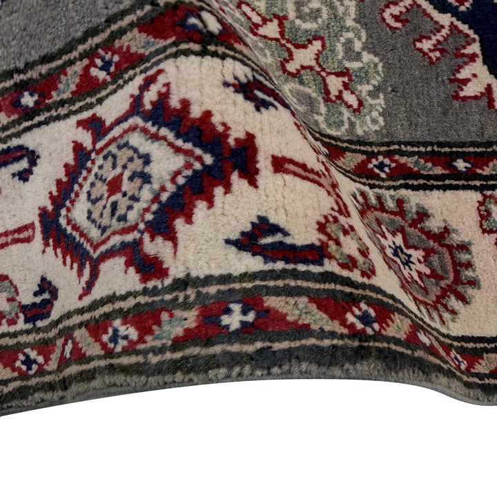 Gray Afghan Kazak Rug 2'7" x 4'4" Hand-Knotted | No. AL24099