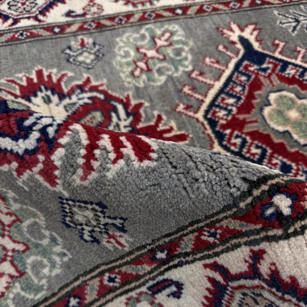 Gray Afghan Kazak Rug 2'7" x 4'4" Hand-Knotted | No. AL24099