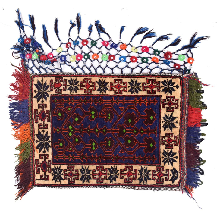Blue Afghan Balisht Rug 1' 7" x 2' 6" Hand-Knotted | No. AL24114