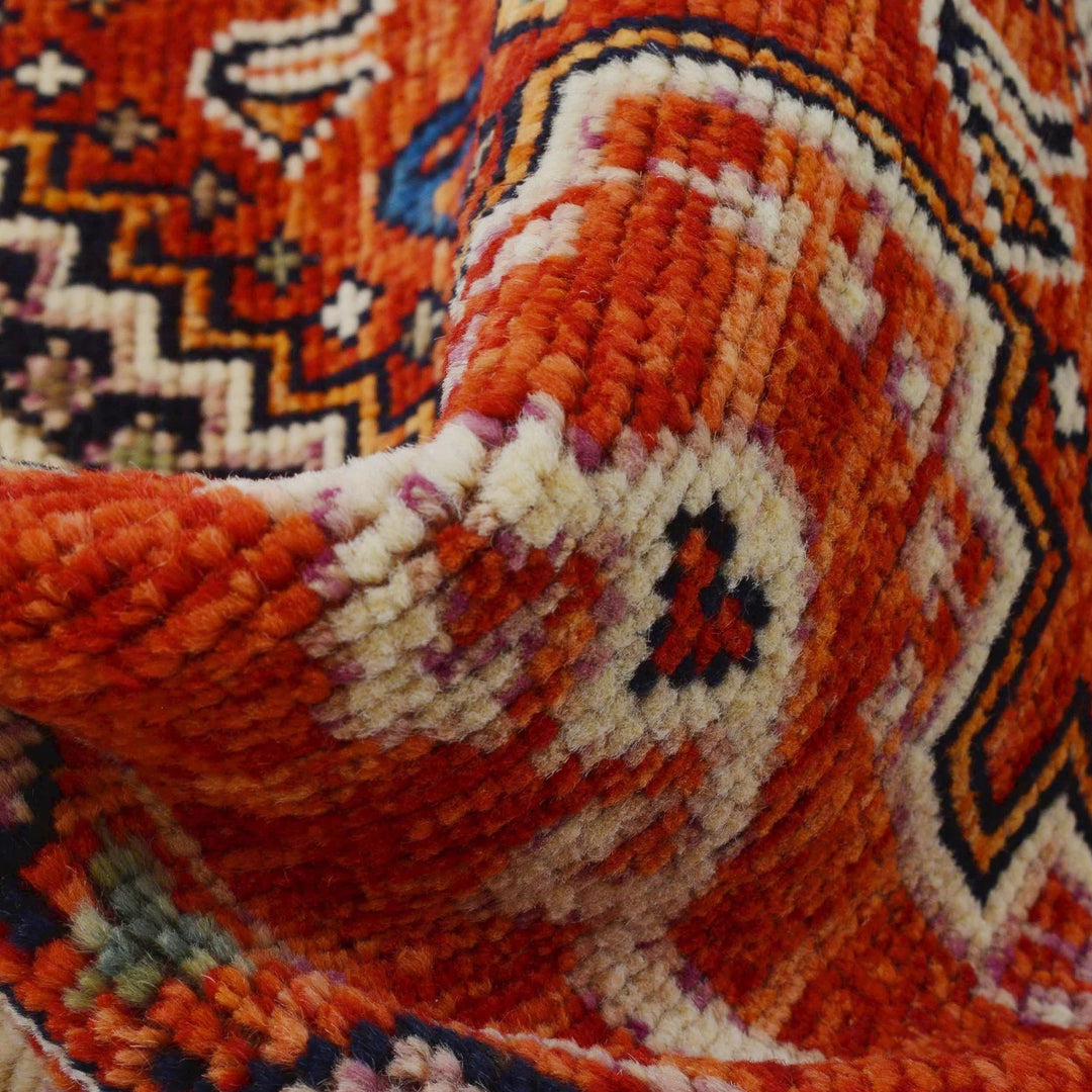 Red Afghan Shiraz Rug 5' 1" x 6' 4" Hand-Knotted | No. AL24193