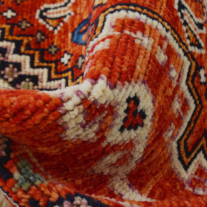 Red Afghan Shiraz Rug 5' 1" x 6' 4" Hand-Knotted | No. AL24193