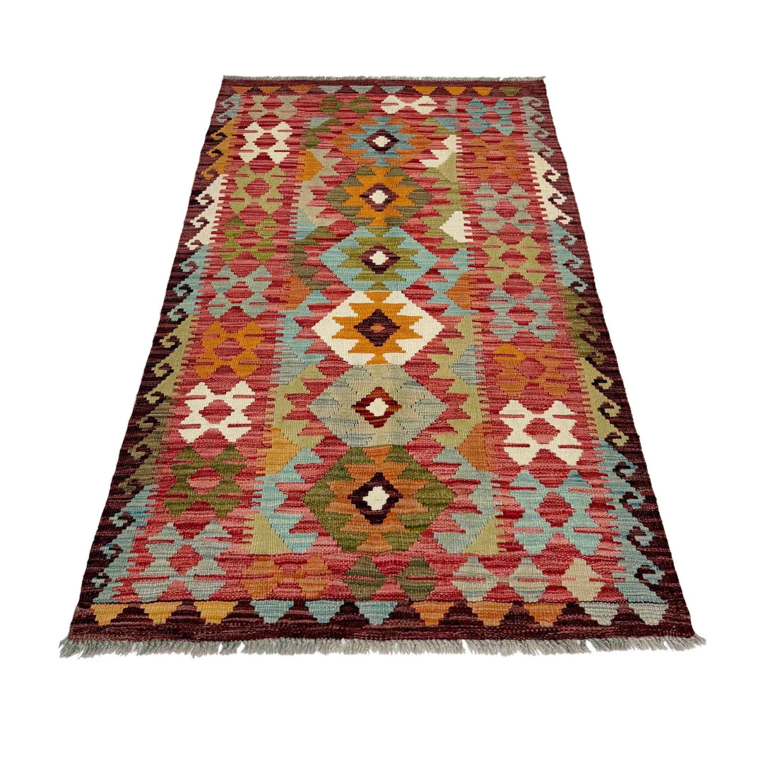 Afghan Vegetable Kilim Rug 2' 9" x 5' 4" Flat-Weave | No. AL242078