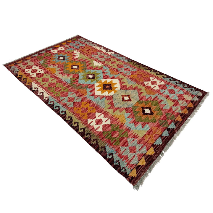 Afghan Vegetable Kilim Rug 2' 9" x 5' 4" Flat-Weave | No. AL242078