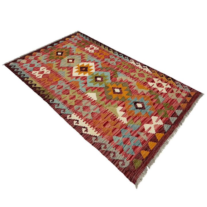 Afghan Vegetable Kilim Rug 2' 9" x 5' 4" Flat-Weave | No. AL242078