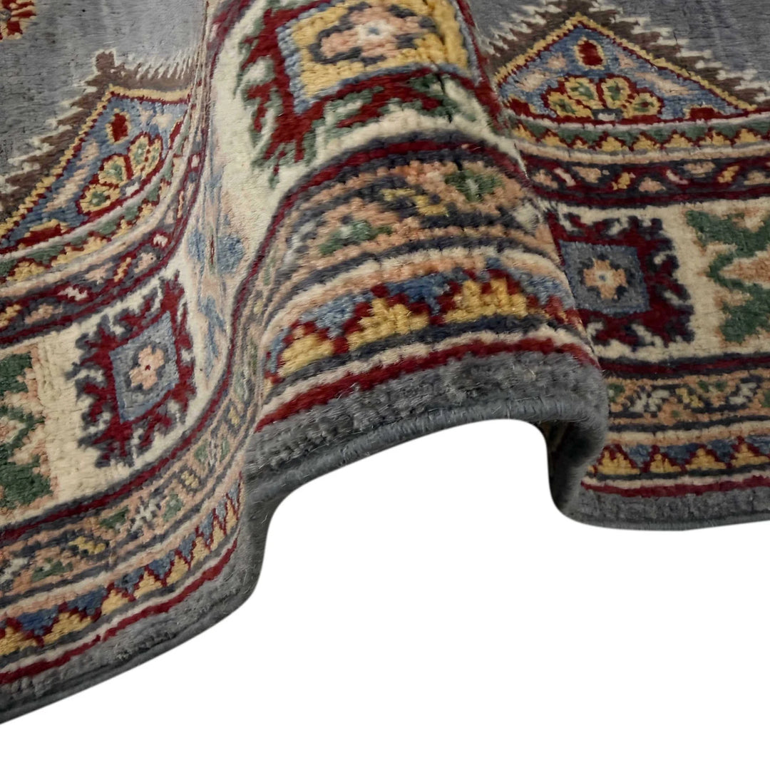 Blue Afghan Kazak Rug 3' 3" x 4' 9" Hand-Knotted | No. AL24258