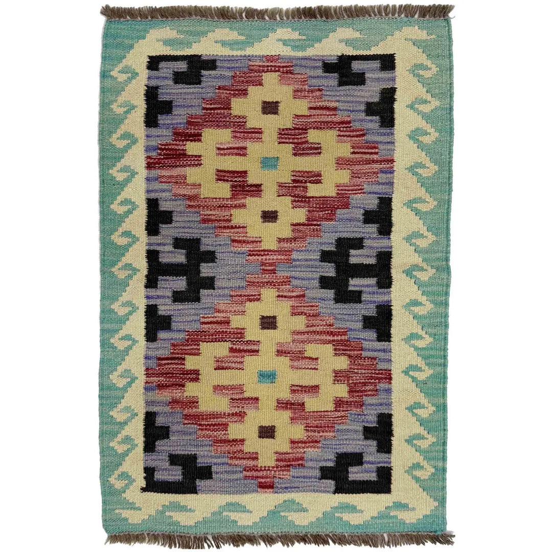 Afghan Vegetable Kilim Rug 2' 0" x 3' 0" Flat-Weave | No. AL242844
