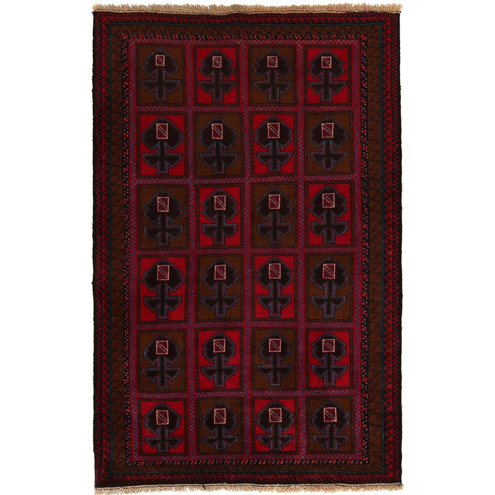 Afghan Baluchi Rug 2' 11" x 4' 9" Hand-Knotted | No. AL24307