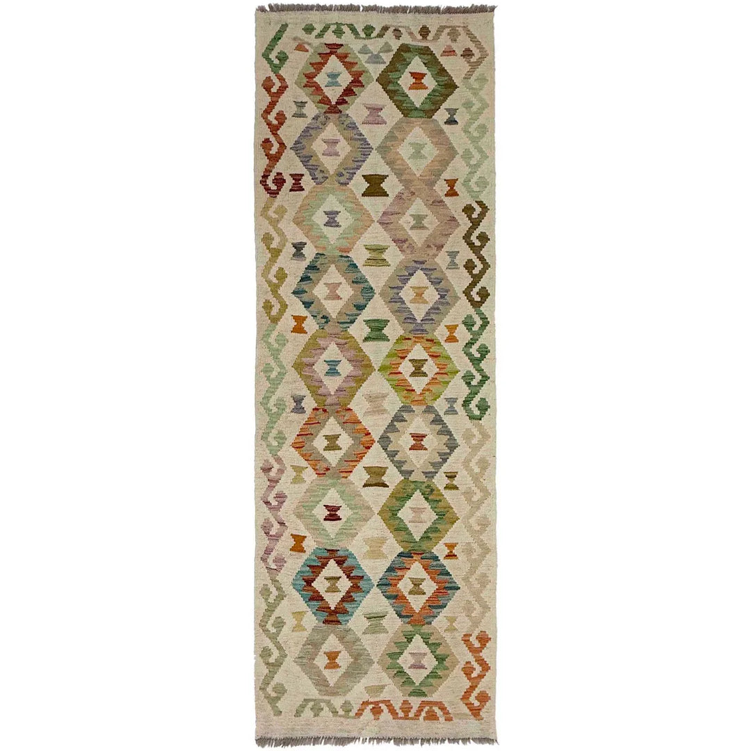 Afghan Vegetable Kilim Rug 2' 7" x 7' 7" Flat-Weave | No. AL24365