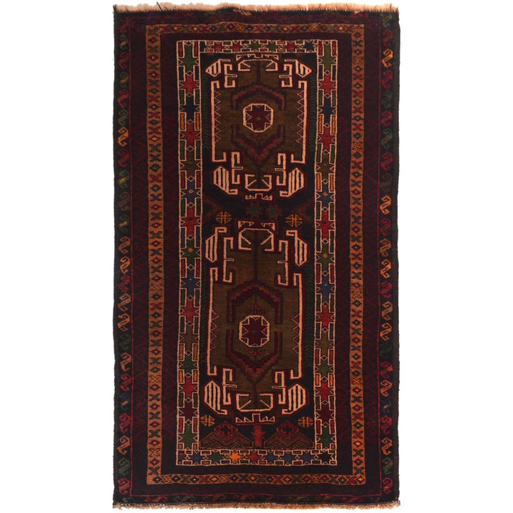 Afghan Baluchi Rug 2' 8" x 4' 10" Hand-Knotted | No. AL24366
