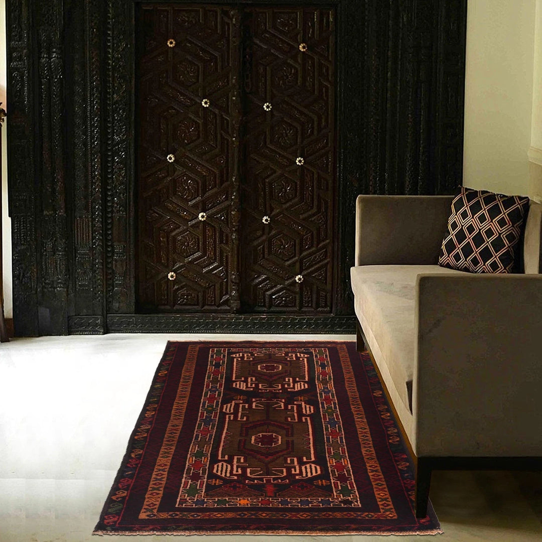 Afghan Baluchi Rug 2' 8" x 4' 10" Hand-Knotted | No. AL24366
