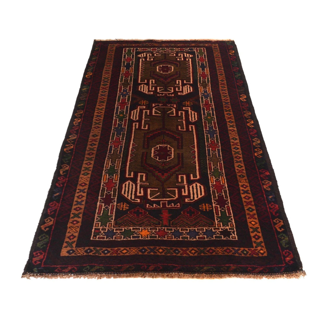 Afghan Baluchi Rug 2' 8" x 4' 10" Hand-Knotted | No. AL24366