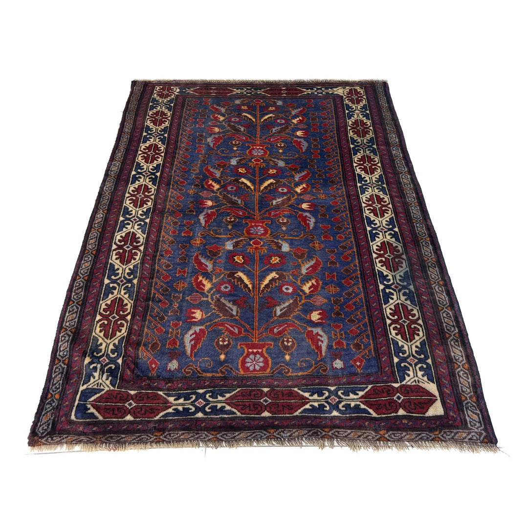 Multicolor Afghan Baluchi Rug 3' 3" x 4' 9" Hand-Knotted | No. AL24388