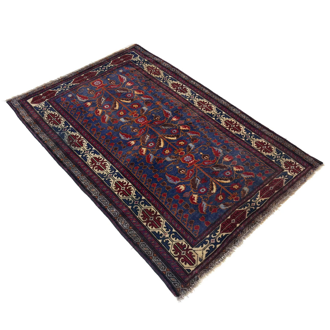 Multicolor Afghan Baluchi Rug 3' 3" x 4' 9" Hand-Knotted | No. AL24388