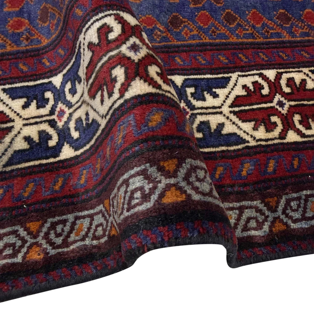 Multicolor Afghan Baluchi Rug 3'3" x 4'9" Hand-Knotted | No. AL24388