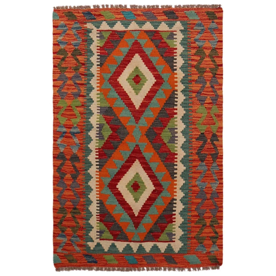 Afghan Kilim Rug 2' 9" x 4' 2" Flat-Weave | No. AL24410