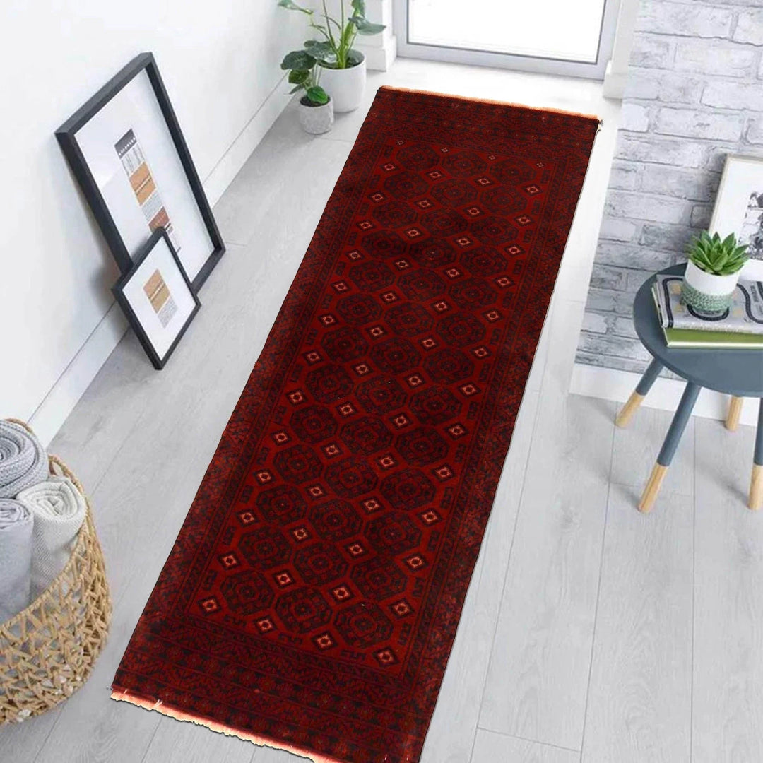 Red Afghan Baluchi Rug 2' 4" x 6' 4" Hand-Knotted | No. AL24575
