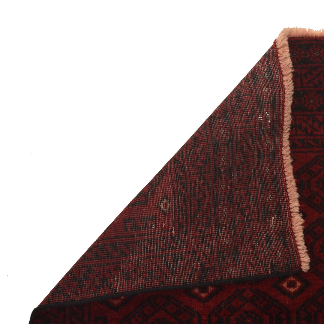 Red Afghan Baluchi Rug 2' 4" x 6' 4" Hand-Knotted | No. AL24575