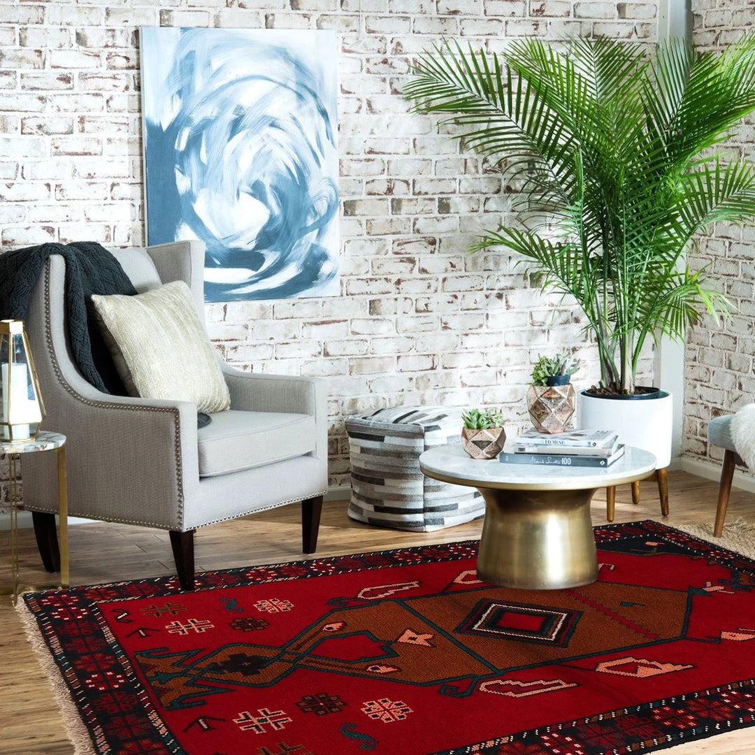 Afghan Baluchi Rug 2' 11" x 4' 5" Hand-Knotted | No. AL24602