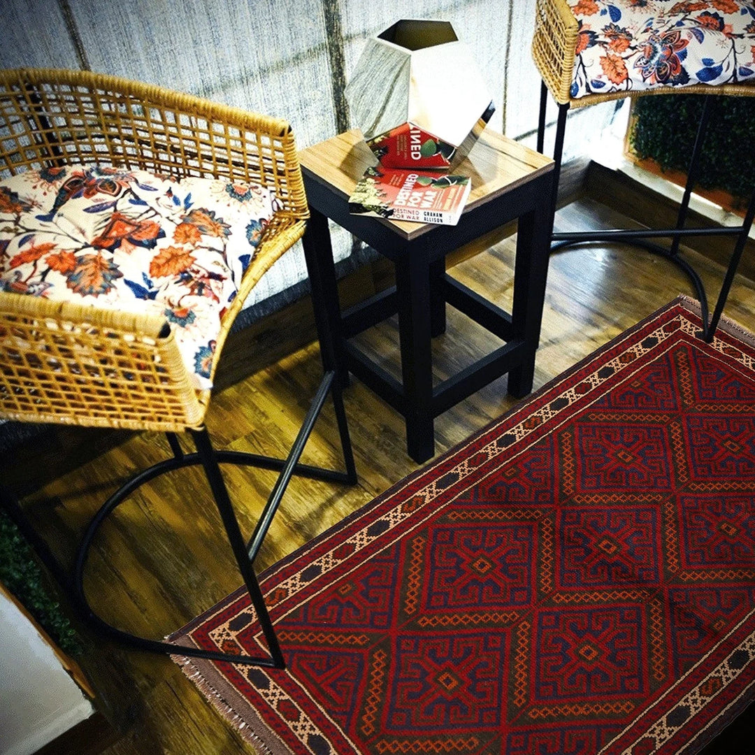 Afghan Baluchi Rug 3' 1" x 4' 12" Hand-Knotted | No. AL24608
