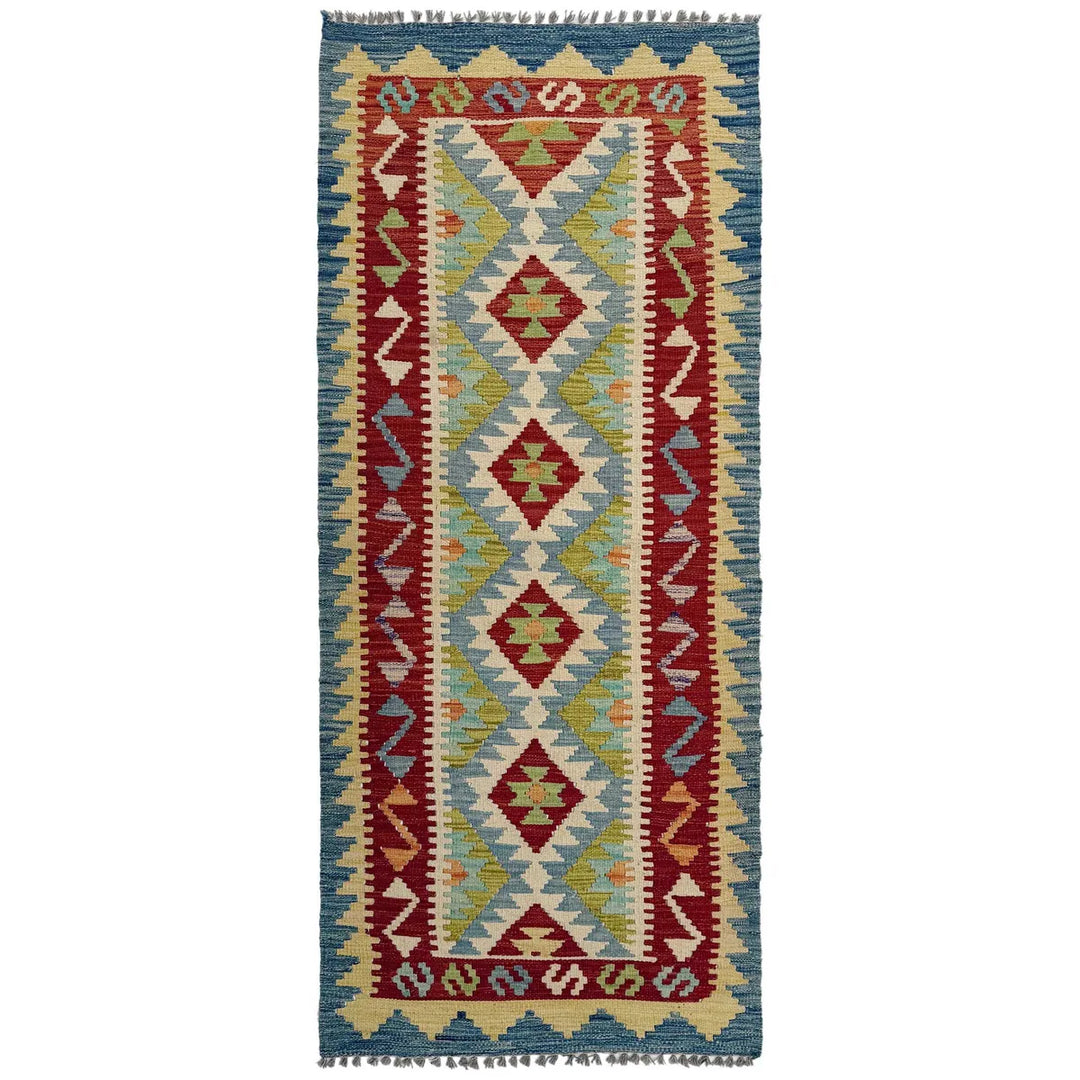 Afghan Vegetable Kilim Rug 2' 6" x 6' 4" Flat-Weave | No. AL24628