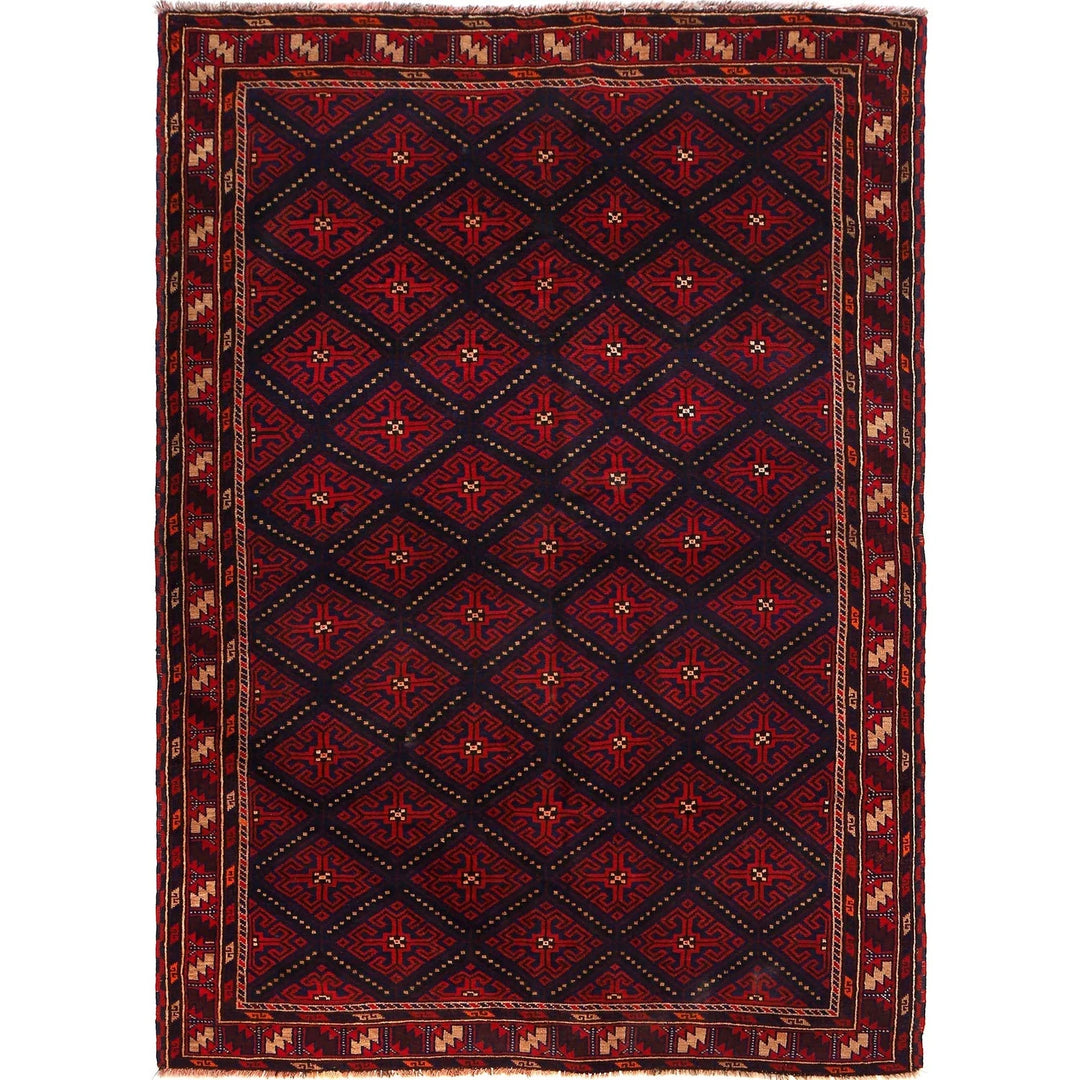 Afghan Baluchi Rug 5' 1" x 7' 7" Hand-Knotted | No. AL24643