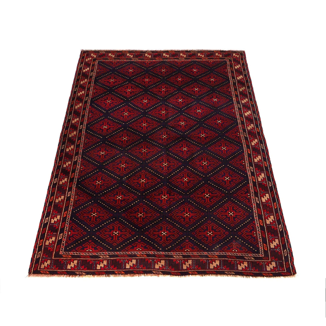 Afghan Baluchi Rug 5' 1" x 7' 7" Hand-Knotted | No. AL24643