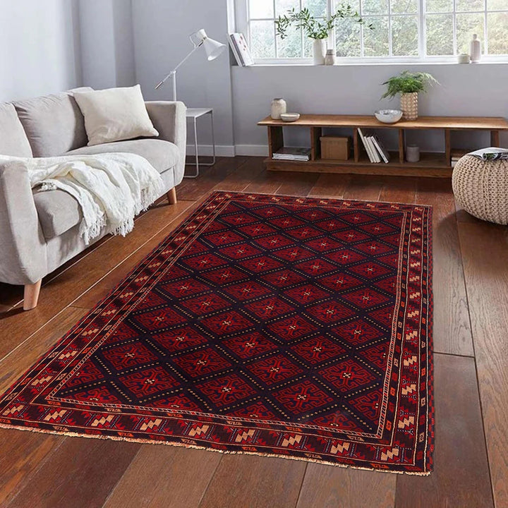 Afghan Baluchi Rug 5' 1" x 7' 7" Hand-Knotted | No. AL24643