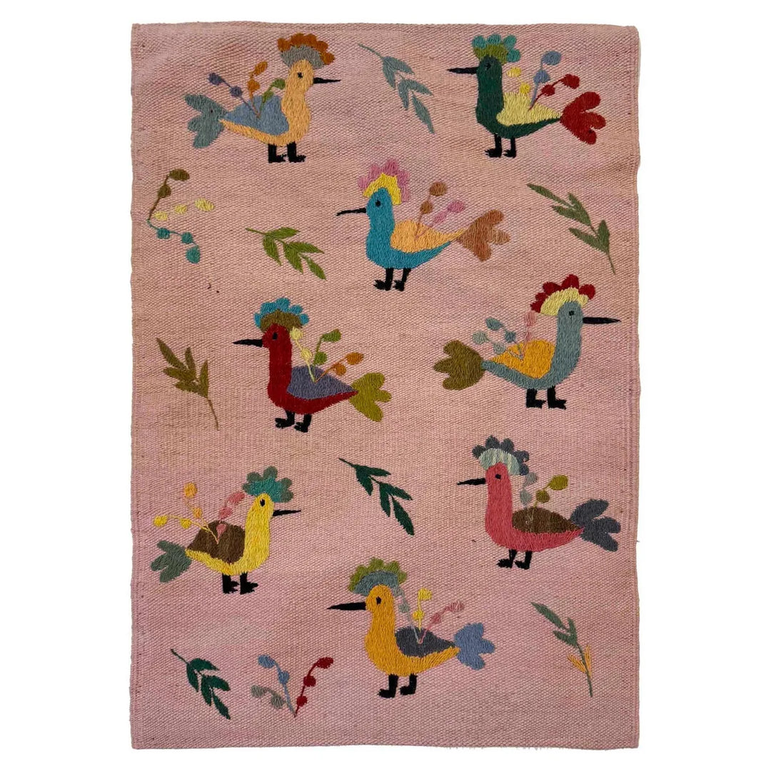 Pink Afghan Kilim Rug 2' 0" x 2' 11" Flat-Weave | No. AL24653