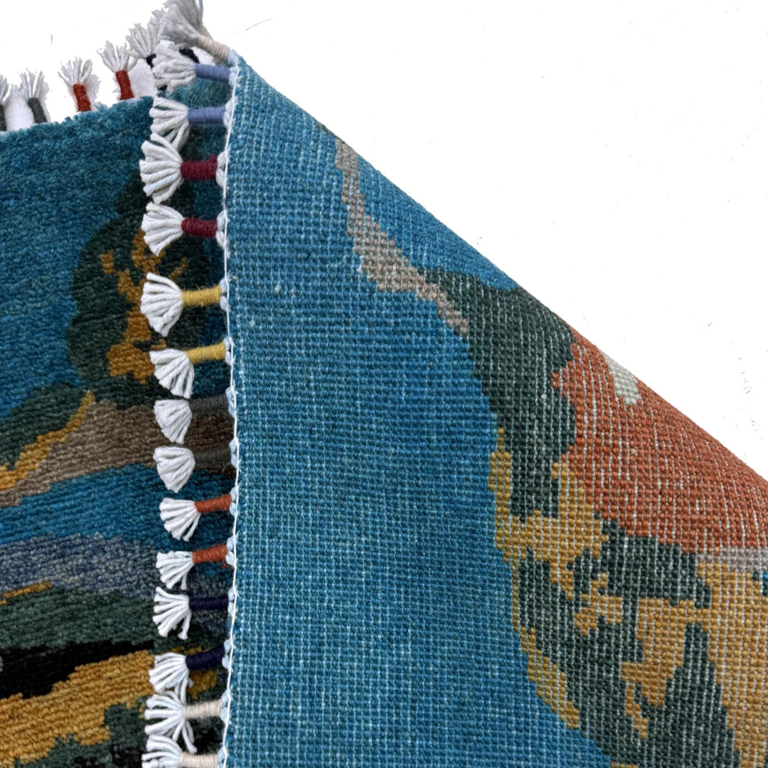 Blue Afghan Pictorial Rug 3' 3" x 4' 9" Hand-Knotted | No. AL246938