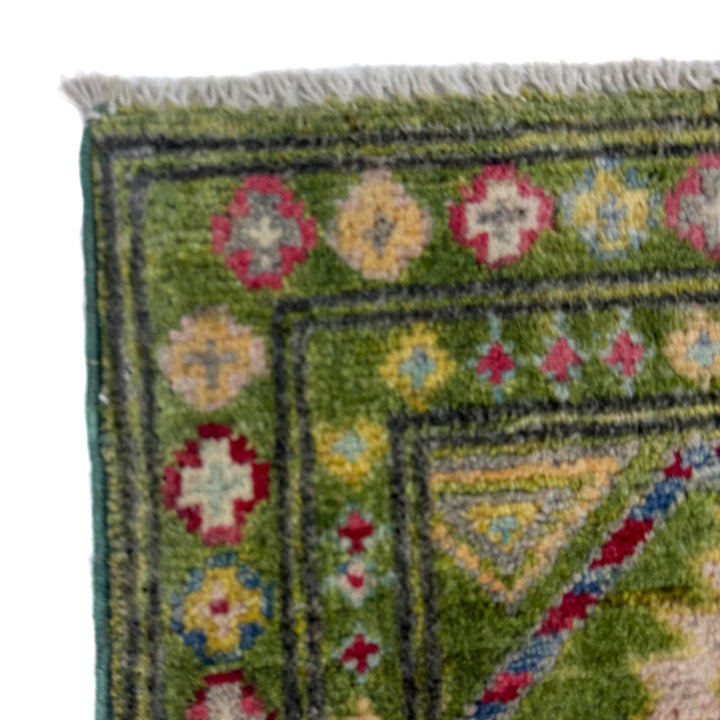 Green Afghan Oriental Rug 3' 11" x 6' 3" Hand-Knotted | No. AL24702