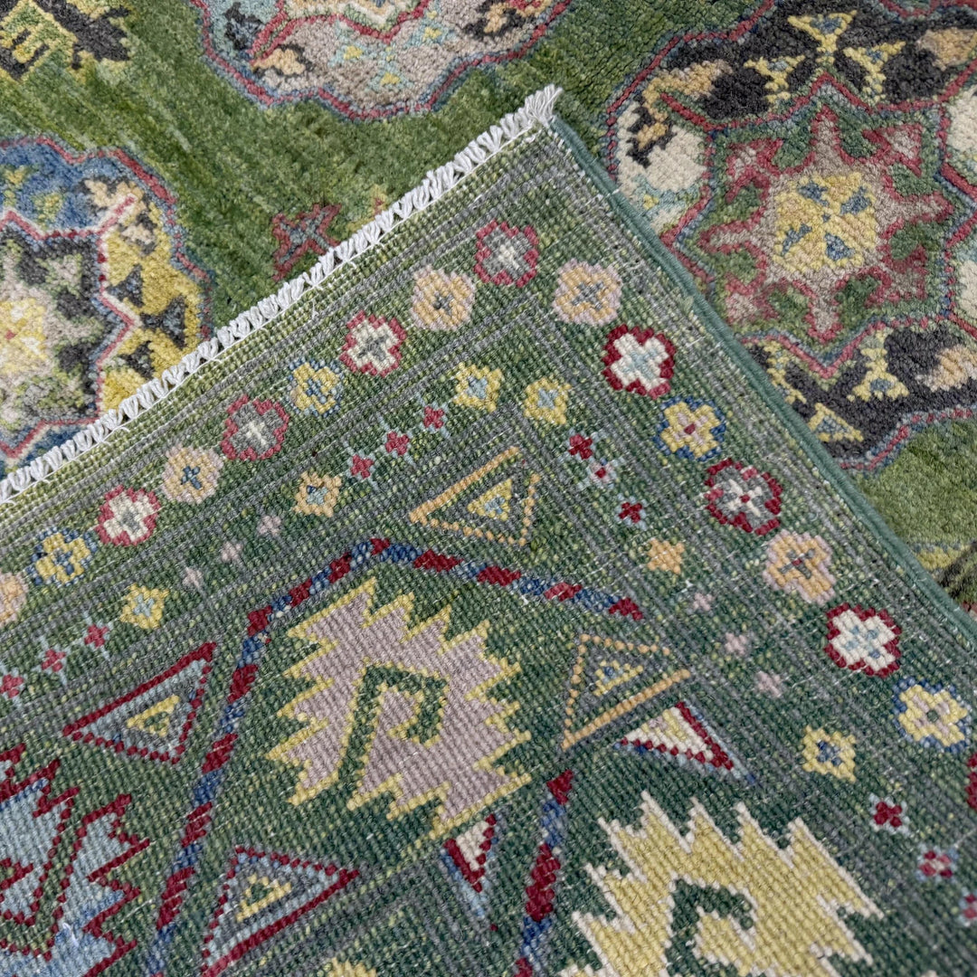 Green Afghan Oriental Rug 3' 11" x 6' 3" Hand-Knotted | No. AL24702