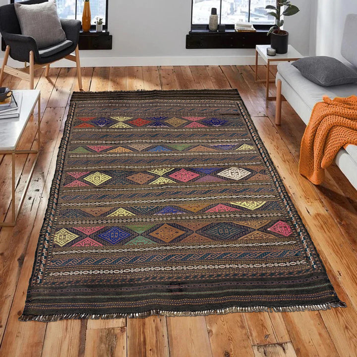 Afghan Laghari Kilim Rug 3' 6" x 5' 1" Flat-Weave | No. AL24713