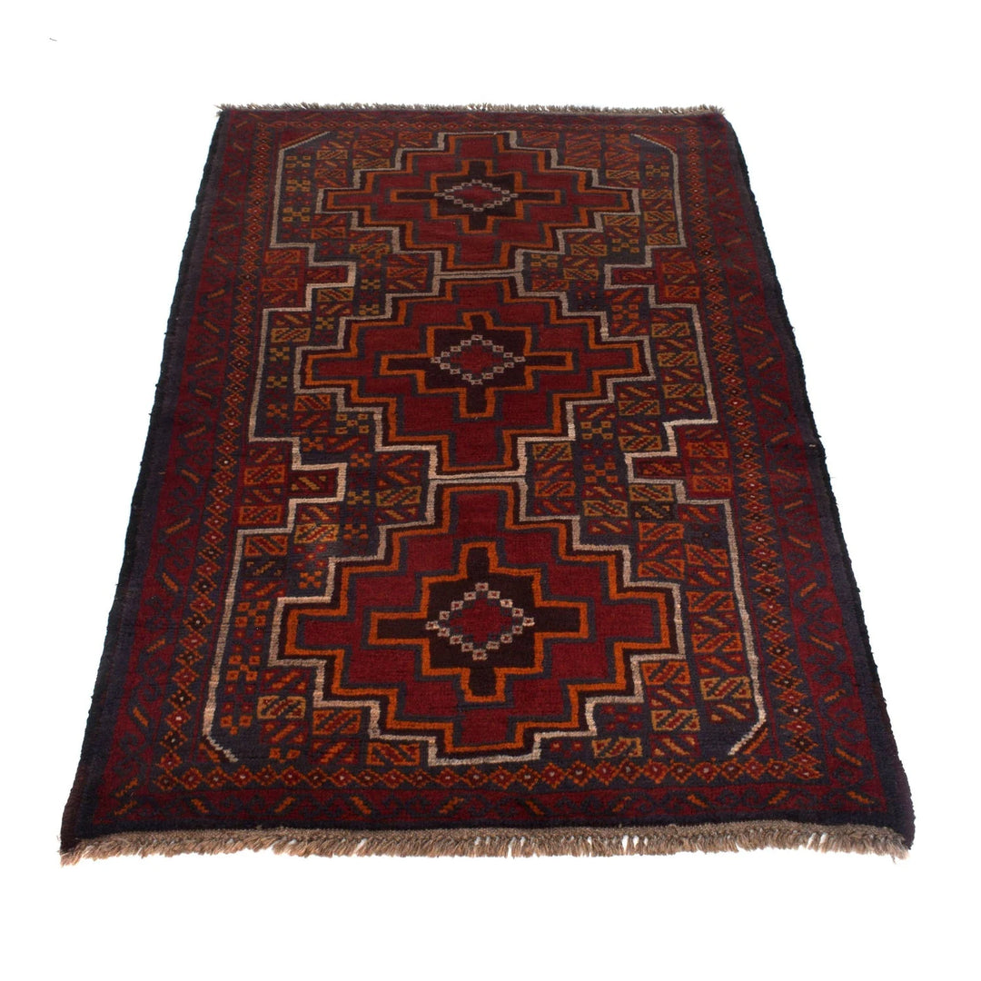 Red Afghan Baluchi Rug 3' 11" x 6' 3" Hand-Knotted | No. AL24715