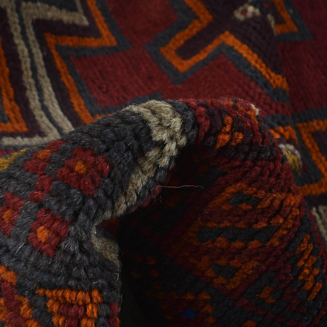 Red Afghan Baluchi Rug 3' 11" x 6' 3" Hand-Knotted | No. AL24715