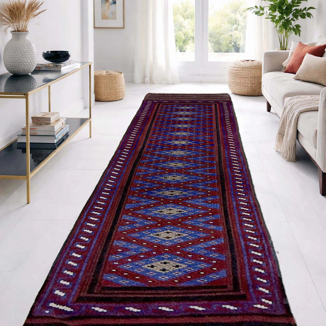 Blue Afghan Mashwani Rug 1' 11" x 8' 5" Hand-Knotted | No. AL24762